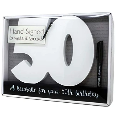 Image of Royal County Products Ltd Happy 50th Birthday Wooden Freestanding Signature Number Keepsake
