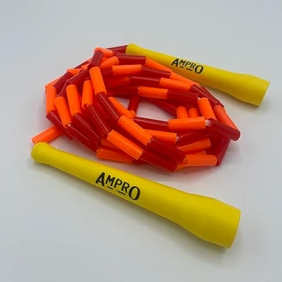 Image of Ampro Force 2.0 10ft Adjustable Beaded Rope Yellow/Orange/Red Boxers/Skipping Rope/Boxing/Fitness/Exercises