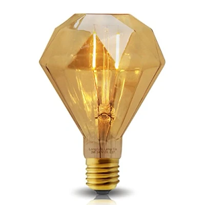 Image of Long Life Lamp Company Vintage LED 2w Filament Light Bulb Diamond Shape Smoked Glass E27