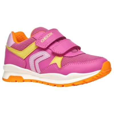 Image of Geox Pavel GIRL Trainers for kids, Size: 1, Fuchsia/orange Imitation leather/ textile