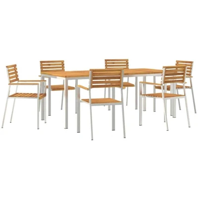 Image of vidaXL 7 Piece Garden Dining Set Solid Wood Acacia