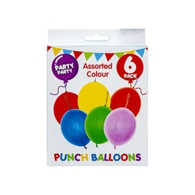 Image of Exciting Assorted Punch Balloons (Pack of 6) Vibrant Colors &amp; Durable Material Ideal For Parties Fun filled Events