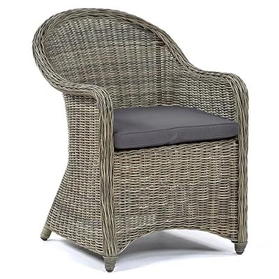 Image of BrackenStyle Regent Garden Rattan Armchair with Dark Grey Cushion Durable Dining Chair Seat for Outdoor &amp; Patio Use