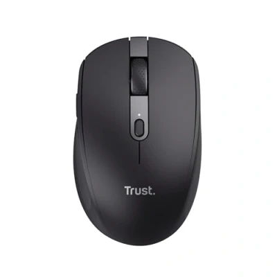Image of Trust Ozaa Silent Wireless Mouse Bluetooth + 2.4GHz, Compact Multidevice Mouse, 60% Recycled Plastics, Rechargeable for Laptop PC Computer Windows Android Mac Black