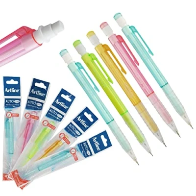 Image of artline 5 x 0.5mm Auto Lead Mechanism Click Mechanical Pencils 2B Tubes