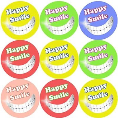 Image of 144 Happy Smile 30mm Teeth Themed Reward Stickers for Teachers, Dentist, Parents
