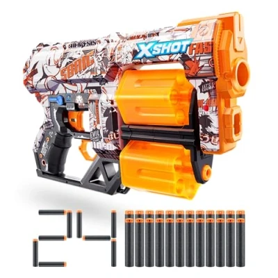 Image of XSHOT 36741G Blaster with Air Pocket Technology Foam Darts, Retro, Dread