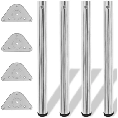 Image of vidaXL 4 Height Adjustable Table Legs Chrome 710 mm