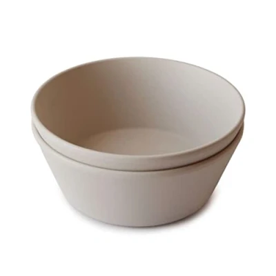 Image of Mushie Dinnerware Bowls for Kids Tableware 1x Set of 2 Reusable BPA Free Dishwasher &amp; Microwave Safe Made in Denmark Round (Vanilla)