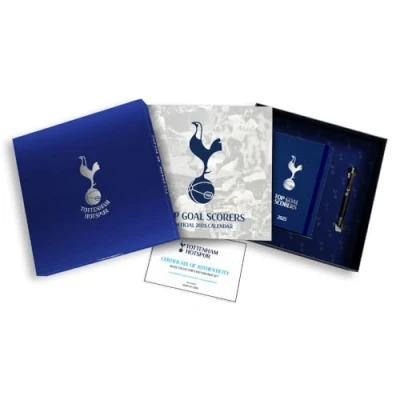 Image of 2025 Calendar Tottenham Hotspur FC Calendar, A5 Diary and Pen Musical Football Gift Box Set Official Product