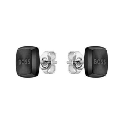 Image of BOSS Jewelry Men&#039;s YANN Collection Stud Earrings Black 1580474