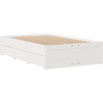 Image of vidaXL Bed Frame without Mattress with Drawers White 135x190 cm Double Solid Wood Pine