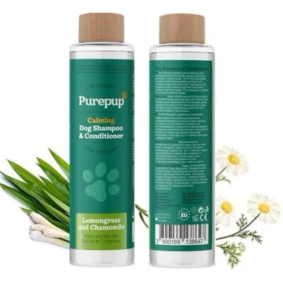 Image of PUREPUP All Natural Calming Dog Shampoo &amp; Conditioner with Lemongrass oil and Chamomile; Soothing for Normal, Dry, Itchy or Allergy Sensitive Skin, Long Lasting Scent, XXL Package