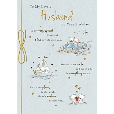 Image of Piccadilly Greetings Cute Birthday Card Husband 10 x 7 inches