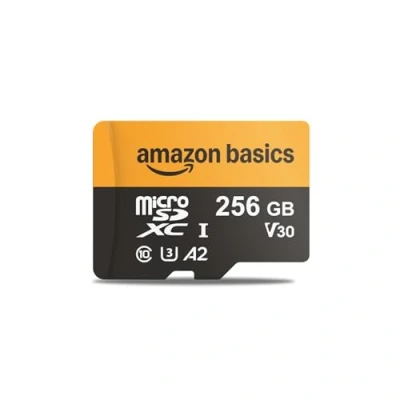 Image of Amazon Basics 256GB Micro SD Card with Reader Adapter, Fast Speed Up to 200MB/s, Black, 1 Pack