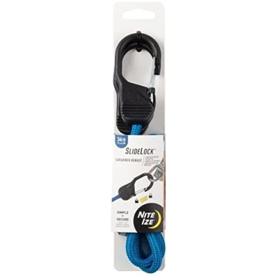 Image of Nite Ize BSL36 03 R3 SlideLock Cord, Premium Bungee Tie Down with Slide to Lock Steel Carabiner, 36 Inches, Blue, 91.5 cm