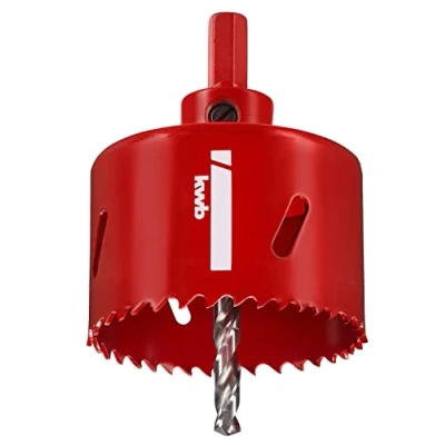 Image of kwb HSS bi metal hole saw Ø 65 mm with progressive vario toothing, high precision, hexagonal shank, 38 cutting depth and centre bit