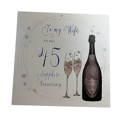 Image of White Cotton Cards A45W &quot;to My Wife On Our Sapphire Anniversary 45&quot; Handmade 45Th Card