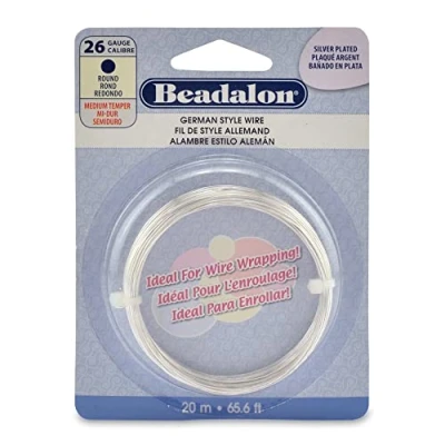 Image of Beadalon German Style 20 m 26 Gauge Round Wire, Silver Plated