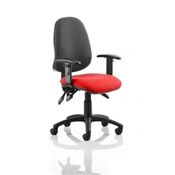Image of Eclipse Plus III Lever Task Operator Chair Black Back Bespoke Seat with Height Adjustable Arms In Bergamot Cherry