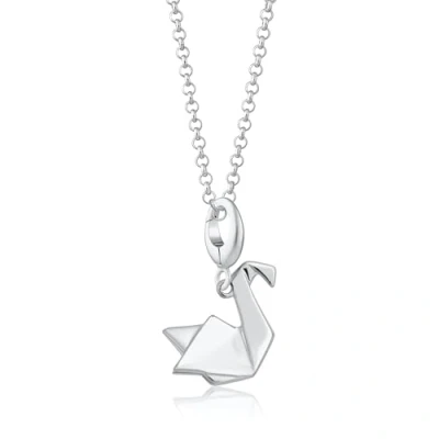 Image of Lily Charmed 925 Sterling Silver Origami Swan Necklace with 18&quot; Chain