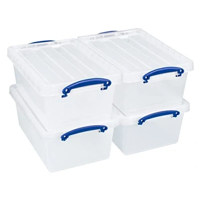 Image of Really Useful Box 10.2 Litre Plastic Storage Clear (Pack of 4)