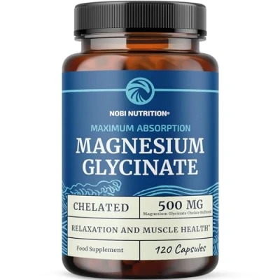 Image of Magnesium Glycinate 500mg Chelated for High Absorption Muscle Relaxation, Bones, Heart, Nerve, Rest &amp; Calm Support Women Men Chelate Supplement Bisglycinate Complex 120ct