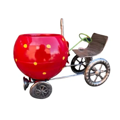 Image of Ablerhome Decor Tractor Garden Planter Plant Pot Farm vehicle Ornament Storage Holder Distressed Metal Indoor Outdoor NEW (Red Tractor)