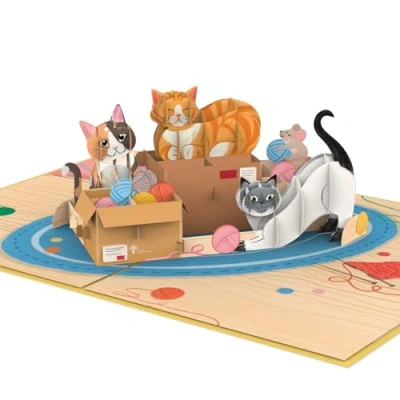 Image of papercrush® Pop Up Card Cute Cats Handmade 3D Birthday with Cat for Women (Wife, Girlfriend &amp; Girls) Special Congratulations Lovers, Auntie, Mom from