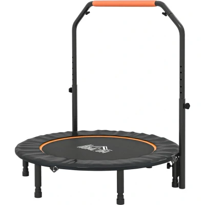 Image of HOMCOM 45&quot; Foldable Mini Trampoline Fitness Rebounder for Adults with Adjustable Foam Handle, Indoors, Outdoors, Cardio Training, Orange