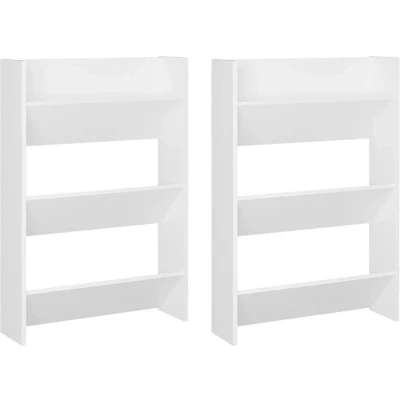 Image of vidaXL Wall Shoe Cabinets 2 pcs White 60x18x90 cm Engineered Wood