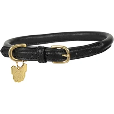 Image of Shires Rolled Leather Dog Collar X Small Black