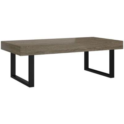 Image of vidaXL Coffee Table Grey and Black 120x60x40 cm MDF Iron