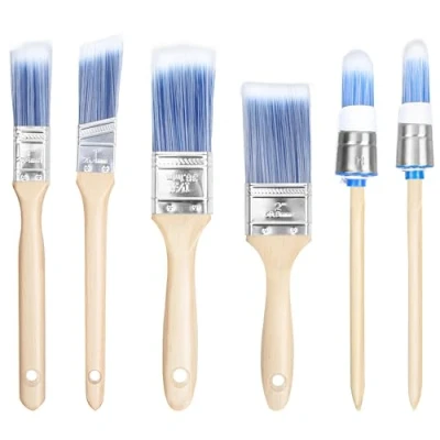 Image of Belle Vous 6 Piece Paint Brush Set Small Brushes for Decorating Wood/Walls Gloss Brush/Paintbrushes &amp; Professional DIY