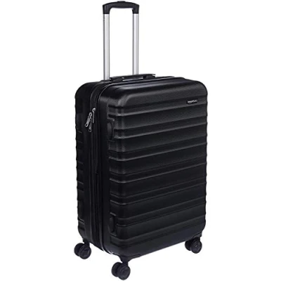Image of Amazon Basics Hardside Luggage ABS Hard Shell Spinner/Suitcase with 4 Wheels, 68 cm, Black