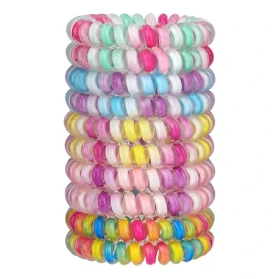 Image of JessLab Spiral Hair Ties, 10pcs Assorted Traceless Cute Plastic Coil Ponytail Holders, No Damage Accessory for Women and Girls, Mix Color 17