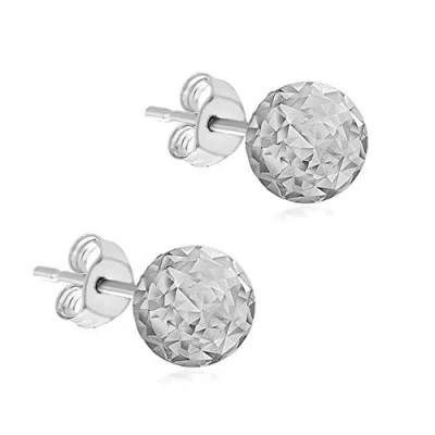 Image of Carissima Gold Women&#039;s 9 ct White 6 mm Diamond Cut Ball Stud Earrings