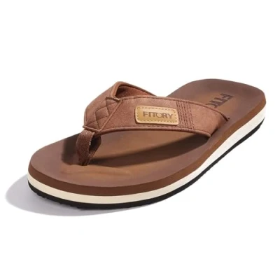 Image of FITORY Men&#039;s Flip Flops Thongs Comfy Sandals Beach/Pool Lightweight Summer Shoes 6 12, UK10 MEN, Brown