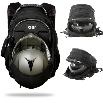 Image of OG Original CityRunner Motorcycle Backpack, Waterproof, Expandable, 30 35L, Motorbike Helmet Bag, Strap, Large Capacity, Laptop Rucksack, Reflective, USB