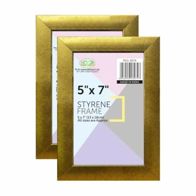 Image of (Pack of 2) 5x7&quot; Gold Photo Frame, Wall Mount or Table Top, Picture Freestanding and Mountable (Gold)