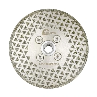 Image of Diamond Cutting Grinding Disc 115mm Double Side Coated Electroplated for Granite Marble Ceramic Procelain Tile Quartz M14 Thread SANLEETEK