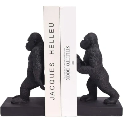 Image of Polyresin Black Gorilla Weighted Base Bookends Set