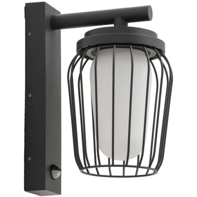 Image of Lucande outdoor wall light Chandan, 30 cm, grey, aluminium, sensor