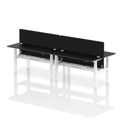 Image of Air B2B 1600x600mm Adjustable 4P Bench Desk CP Black/White + Screen