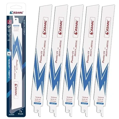 Image of EZARC Reciprocating Saw Blade, 225mm Bi Metal Sawzall Blades 14+18TPI for Steel Demolition R910DM (5 Pack)