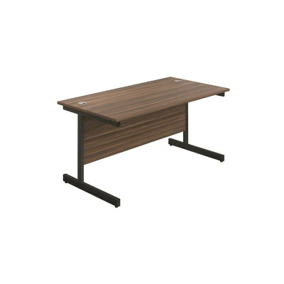 Image of Jemini Rectangular Single Upright Cantilever Desk 1200x800x730mm Dark Walnut/Black KF803942