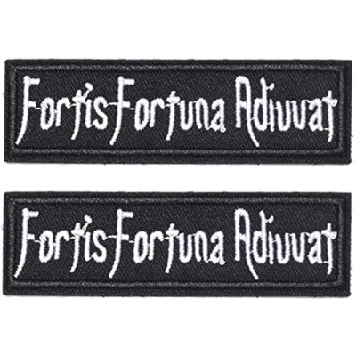 Image of 2Pcs Fortis Fortuna Adiuvat Embroidered Morale Tactical Patch Applique Fastener Hook &amp; Loop Emblem for Backpacks Hats and Gear,Bags,Shirts,Jerseys,Jackets