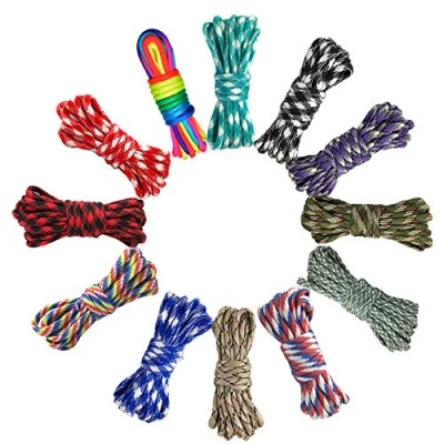 Image of Paracord Cord 550 Multifunction Ropes 12 Colors 10 Feet Tent Rope Parachute Outdoor Survival Making Lanyards,Keychain,Carabiner,Dog Collar,Survival Camping Climbing (Camouflage)