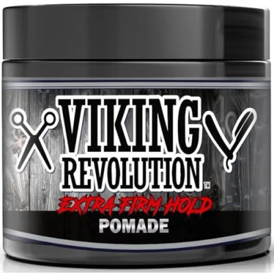 Image of Viking Revolution Extreme Hold Pomade for Men Style &amp; Finish Hair Wax Extra Firm, Strong High Shine Water Based Easy to Wash Out 118 ml
