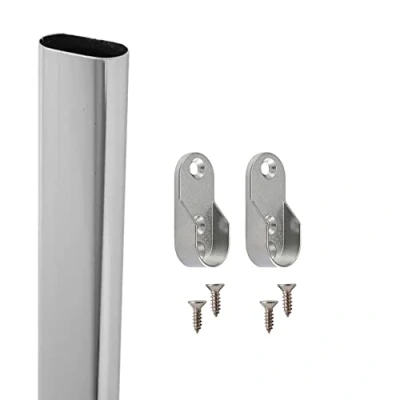 Image of EAI Polished Chrome Wardrobe Rail Oval Kit for Clothes Hanging (30x300mm)
